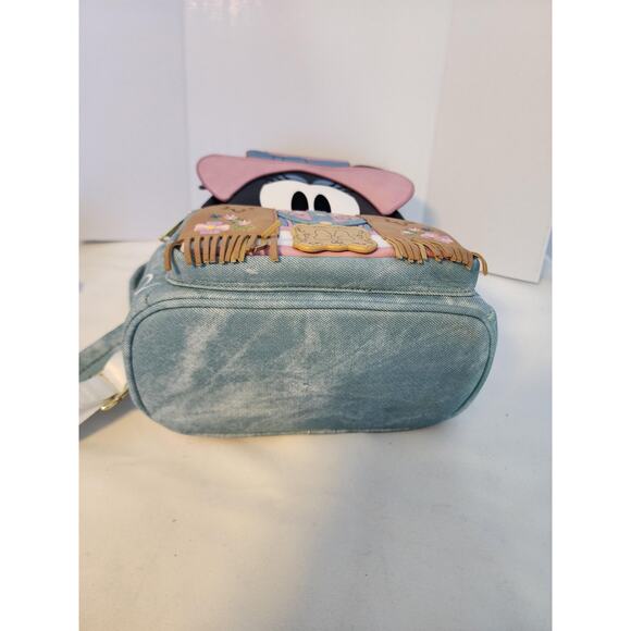 Disney Loungefly Minnie Mouse Cowgirl Backpack Denim Fringe Pink Western main image 6